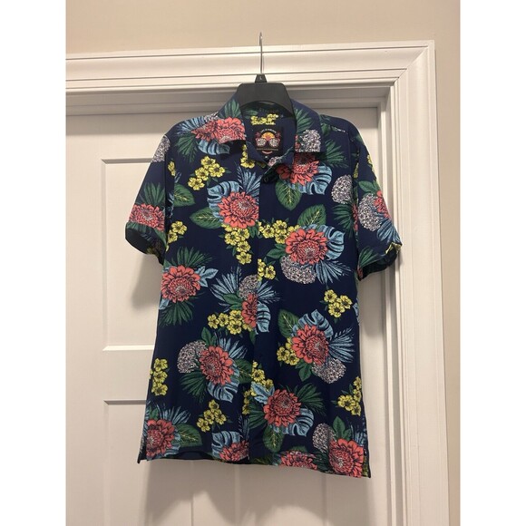 Life Is A Beach Good Vibes Short Sleeve Hawaiian Button Shirt Men's Size Medium - Picture 1 of 4